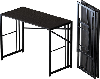 Folding Desk 40 Inch Writing Gaming Computer Camping Desk, No Assembly Required Home Office Table, Black