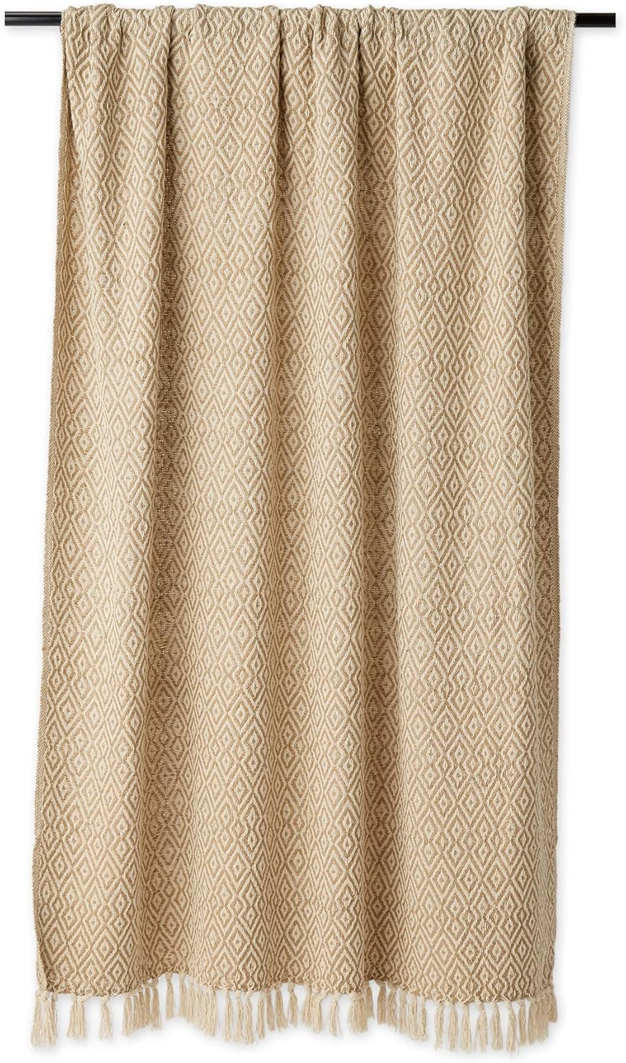 Rustic Farmhouse Double Diamond Woven Throw, 50X60, Stone