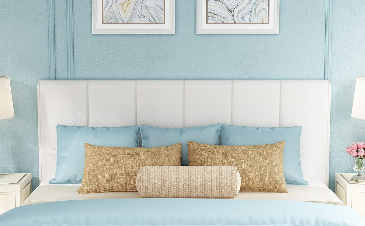 White Headboard King Size Upholstered Faux Leather Headboards King Bed Headboard Adjustable Height Head Board Panels