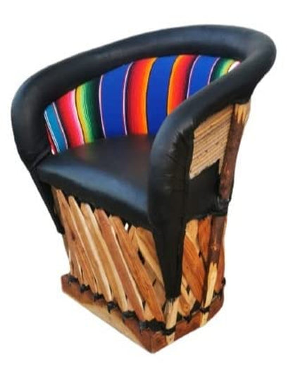 Equipal Forniture Traditional Mexican Equipal Chair Black Color Zarape , Artisan in Mexico Equipales San José Original Skin Ideal for Your Home, Bar, Restaurant, Office, Hotel