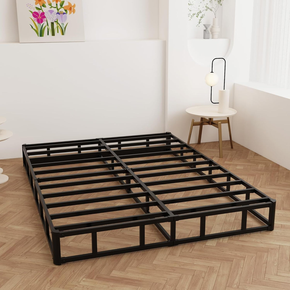 9 Inch Box Spring for Queen Bed, Heavy Duty Metal Box Spring Bed Base with Fabric Cover, Mattress Foundation, Easy Assembly, Noise Free, Black