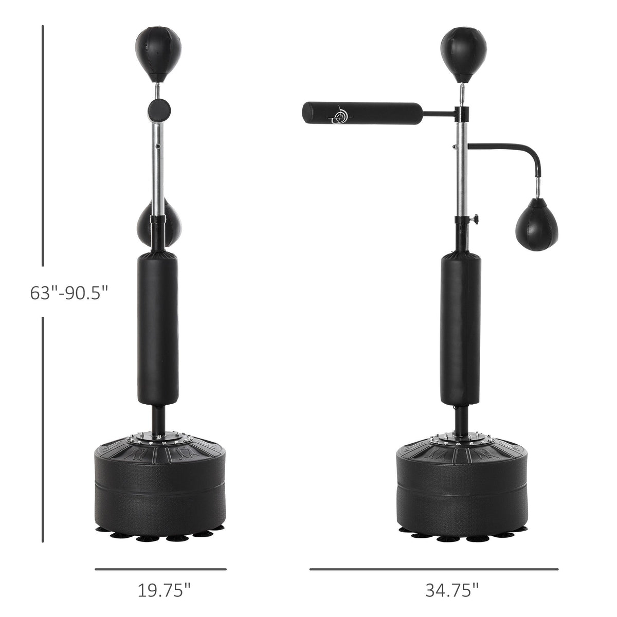 4-in-1 Boxing Punching Bag Stand with 2 Speedballs, 360° Relax Bar, & PU-Wrapped Bag & Adjustable Height, Black