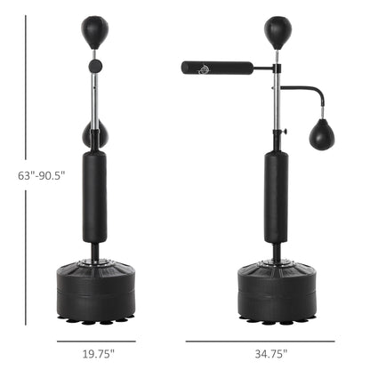 4-in-1 Boxing Punching Bag Stand with 2 Speedballs, 360° Relax Bar, & PU-Wrapped Bag & Adjustable Height, Black