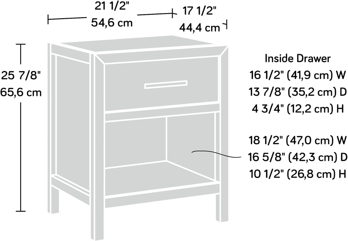 Pacific View Bedroom Night Stand, Spacious Storage, 1 Drawer Nightstand, Prime Oak Finish