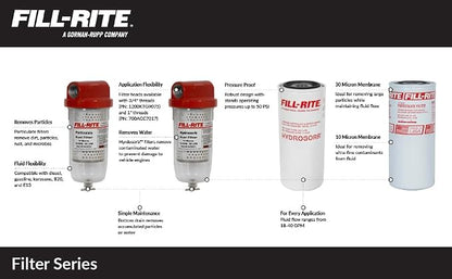Fill-Rite F1810PC1 1" 18 GPM (68 LPM) 10 Micron Particulate Fuel Filter with Drain (Clear Bowl)