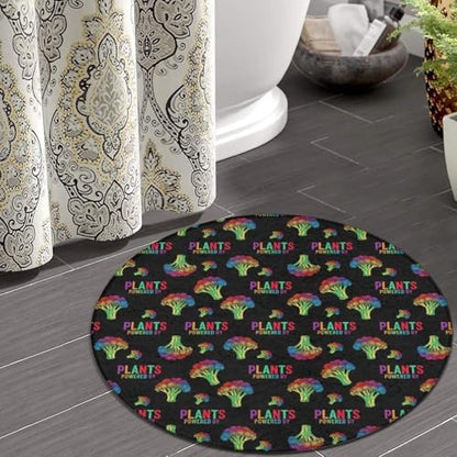 Men's Large Home Decor Mat, Soft Round Yoga Carpet, Non Slip Machine Washable Home Office Circle Rug Powered by Plants Vegan, 24inch