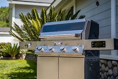 4+1 Liquid Propane Gas Smart BBQ Grill, 4 Burners & 1 Side Burner, Denali 405 Stainless Steel with Smart technology, Knob Controls, Outdoor Use