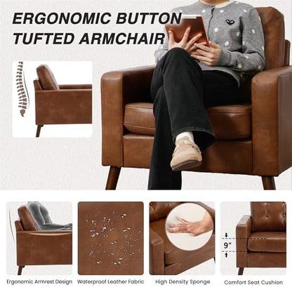 Mid Century Modern Armchair, Caramel Brown