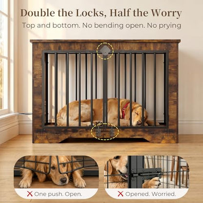 38 Inch Modern Farmhouse Dog Crate Furniture End Table
