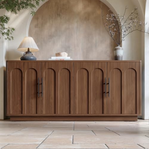 67" Arched Walnut Sideboard Buffet Cabinet with Storage
