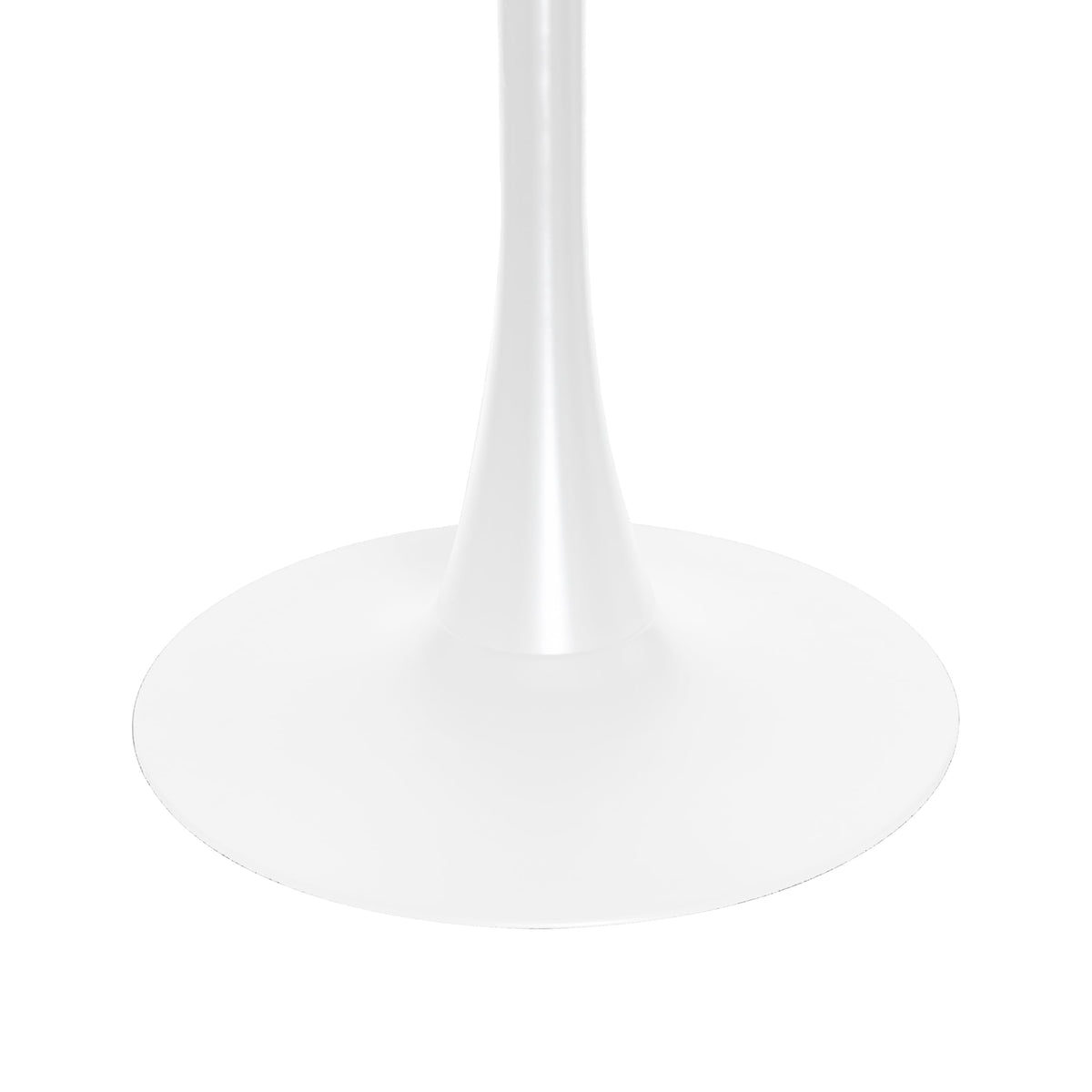 27" Wide Round Dining Table, Modern MDF Wood Top & White Metal Pedestal Base Gloss Finish Accent Table Mid-Century Café Table, Kitchen Dining Room Furniture, Cognac Brown