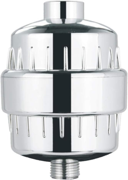 15 Stage Universal Shower Filter | Hard Water Treatment, Removes Chlorine, Heavy Metals & Sediment, Vitamin C & Alkaline PH Balls | Includes 1 Replaceable Cartridge (1)