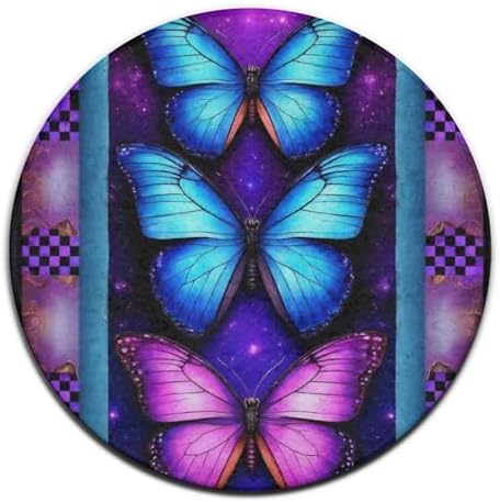 Circular Rugs Large Modern Round Area Rug Fashion Decor Mat for Home Office Purple Butterfly