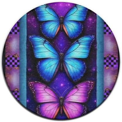 Circular Rugs Large Modern Round Area Rug Fashion Decor Mat for Home Office Purple Butterfly