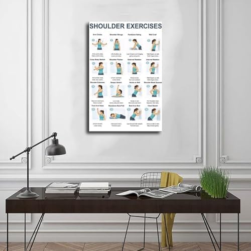 Shoulder Exercises Upper Body Mobility And Posture Workout Chart Neck And Arm Exercise Canvas Poster Wall Art for Living Room Bedroom Decor Unframe 24x36inch