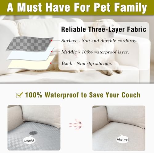 Couch Arm Covers, Sofa Arm Covers, Waterproof Armrest Cover for Sofa, Loveseat, Armchair, Anti-Slip Recliner Arm Cover, Headrest Cover, Arm Chair Covers Set of 2 (Light Gray, 22"×18")