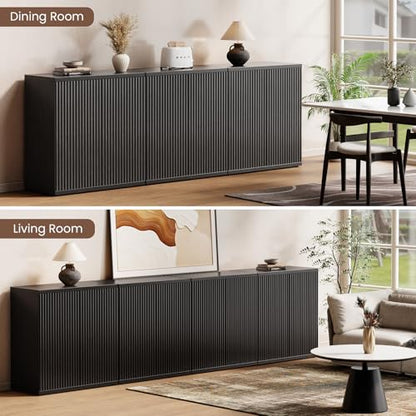 Fluted Buffet Cabinet with Storage Sideboard with 2 Doors& Adjustable Shelf