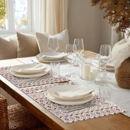 Shrahala Vintage Victorian Floral Set of 4 12 X 18 Inch Linen Placemats, Ornate Rose Scroll Burlap Table Mat Washable Double Layered Heat Insulation for Indoor