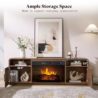 70" Fluted Fireplace TV Stand with 30" Electric Fireplace