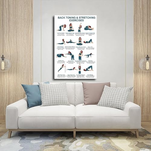 Back Exercises Seated And Standing Back Exercise Upper And Lower Home Workout Chart Gentle No Equipment Exercise Canvas Poster Bedroom Decor Room Decor Unframe 16x24inch