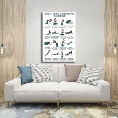 Back Exercises Seated And Standing Back Exercise Upper And Lower Home Workout Chart Gentle No Equipment Exercise Canvas Poster Bedroom Decor Room Decor Unframe 16x24inch