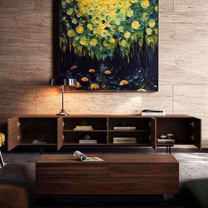 94.48 Inch Mid Century Modern TV Stand for Living Room, Walnut