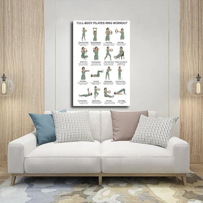 Pilates Ring Exercises Full Body Workout Chart Magic Circle Workout Pilates Ring Guide Home Canvas Poster Wall Art for Living Room Bedroom Decor Unframe 16x24inch
