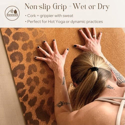 Designer Cork Yoga Mat – Signature Aesthetics on Quality Portuguese Cork with 5mm Solid Tree Rubber Base for Lasting Stability – Non Slip Grip, Odor Free and Non Toxic