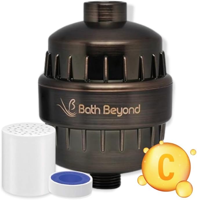 Bath Beyond Shower Filter Vitamin C 15 Stage High Output Water Filter With cartridge for Hard Water - Shower Head Filter Removes Chlorine Fluoride and Improves The Condition of Your Skin, Hair