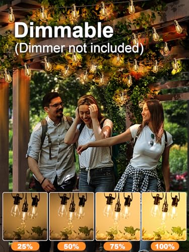 Outdoor String Lights 200 FT, Patio Lights for Outside with Shatterproof LED Bulbs, Waterproof IP65 Commercial Hanging Light for Backyard Porch Balcony Bistro Party (2X100FT)