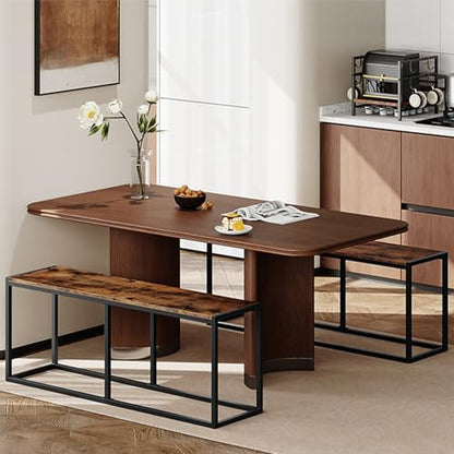 Dining Bench, 47.2 Inch Dining Table Bench, Industrial Style Kitchen Bench, Steel Frame, Easy to Assemble, for Kitchen, Dining Room, Rustic Brown and Black BF12CD01