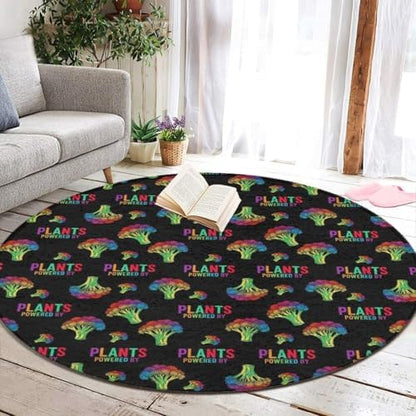 Men's Large Home Decor Mat, Soft Round Yoga Carpet, Non Slip Machine Washable Home Office Circle Rug Powered by Plants Vegan, 24inch