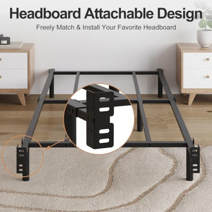 Full Size 7 Inch Low Profile Metal Platform Bed Frames, Adjustable Length