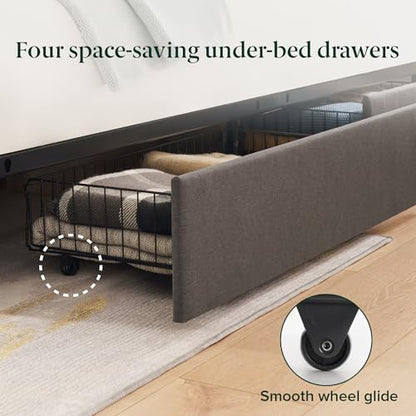 Zinus Billie Platform Bed Frame, Four Underbed Storage Drawers, King