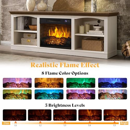 70" Fireplace TV Stand for TVs up to 80" One-Box Delivery