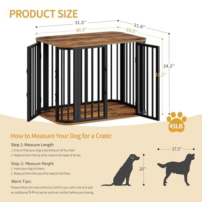 31.5'' M Dog Crate Furniture, Wooden Dog Kennel Indoor Dogs Cage
