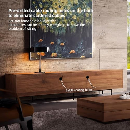 94.48 Inch Mid Century Modern TV Stand for Living Room, Walnut