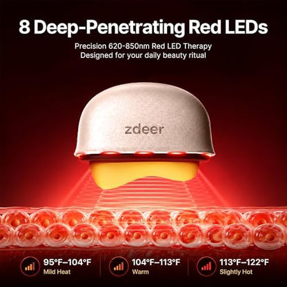 ZDEER GS5 Electric Heated Gua Sha Tool, Red Light Face Massager, Pink