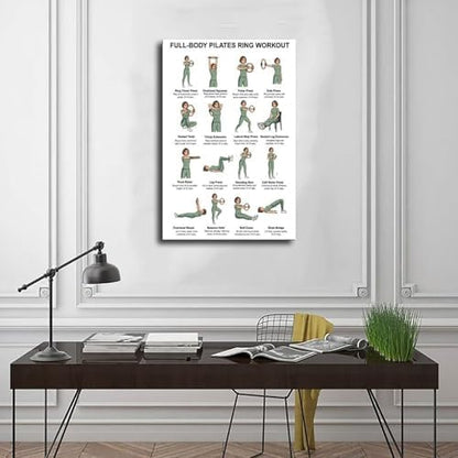 Pilates Ring Exercises Full Body Workout Chart Magic Circle Workout Pilates Ring Guide Home Canvas Poster Wall Art for Living Room Bedroom Decor Unframe 16x24inch