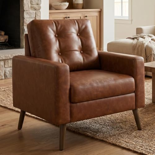 Mid Century Modern Armchair, Caramel Brown