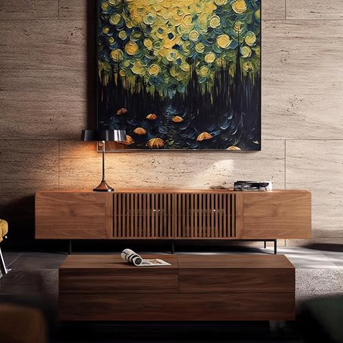 94.48 Inch Mid Century Modern TV Stand for Living Room, Walnut