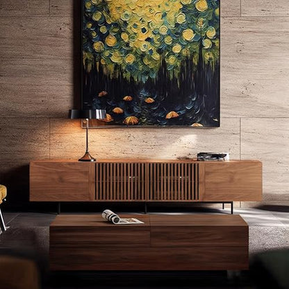 94.48 Inch Mid Century Modern TV Stand for Living Room, Walnut