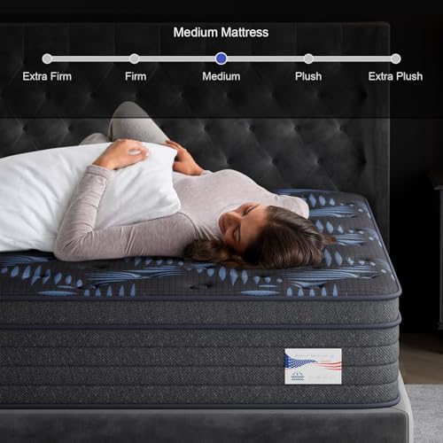 10 Inch Full Medium Firm Hybrid Mattress in a Box, Gel Foam Zoned Pocket Coils for Extra Lumbar Suppor, CertiPUR-US & Oeko-TEX for All Sleepers