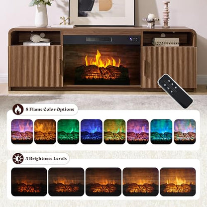 70" Fluted Fireplace TV Stand with 30" Electric Fireplace