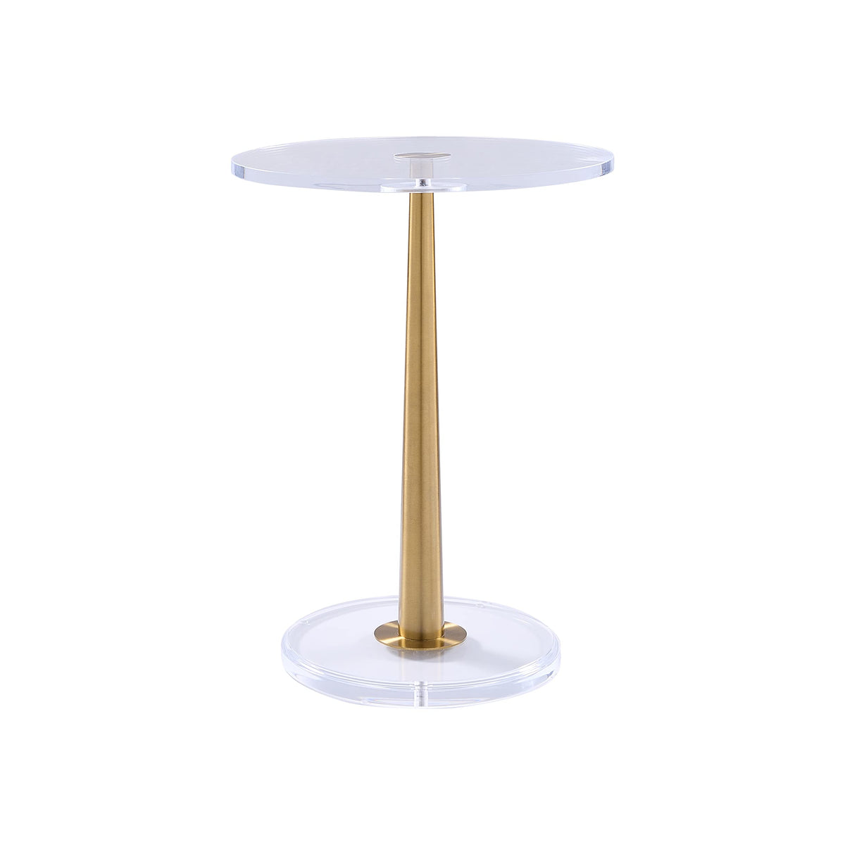 Clear Acrylic Table with Cone Metal Pole (Small, Brushed Gold) …
