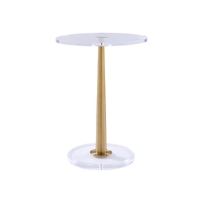 Clear Acrylic Table with Cone Metal Pole (Small, Brushed Gold) …