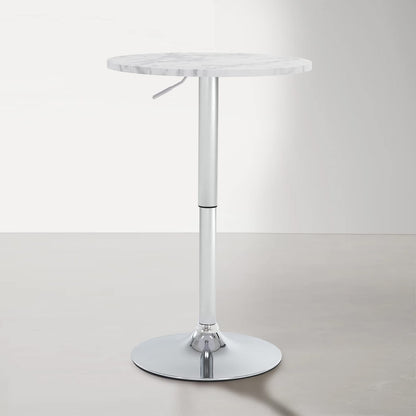23.6" Round Bar Table, Adjustable Height Bar Table, Modern Cocktail Tables with MDF Top and Metal Base, Bistro Pub Tables Suitable for Cafe, Kitchen Island, Bar Counter, White