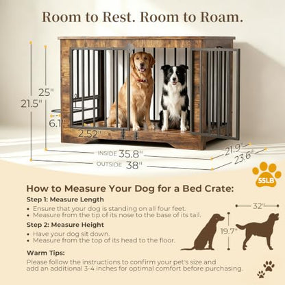 38 Inch Modern Farmhouse Dog Crate Furniture End Table