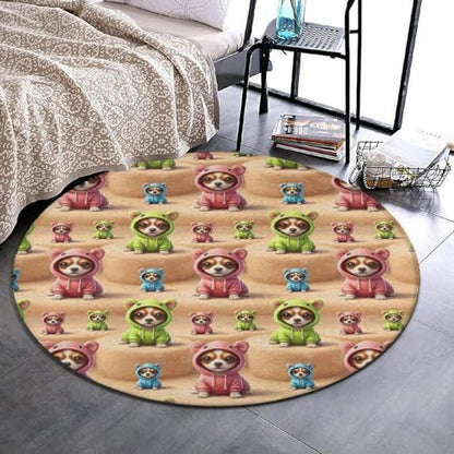 Women's Large Home Decor Mat, Soft Round Yoga Carpet, Non Slip Machine Washable Home Office Circle Rug Cute Chihuahua Puppy Dog, 24inch