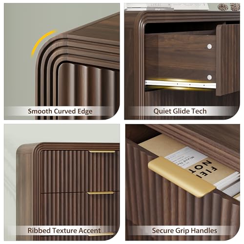 47" W Fluted 6-Drawer Dresser for Bedroom, Walnut